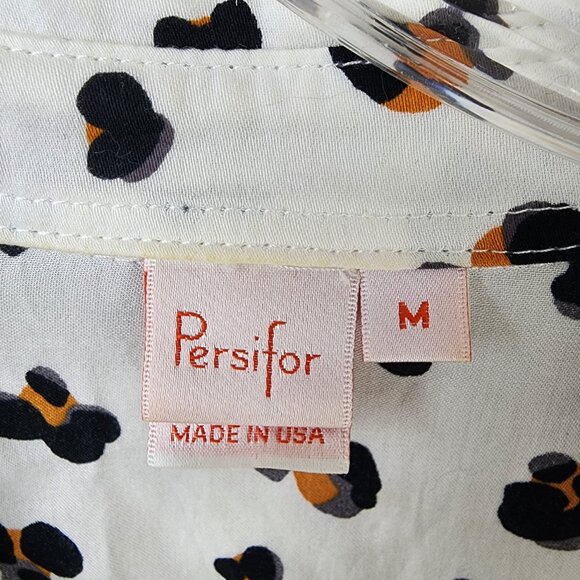 Persifor Leopard Print 100% Cotton Blouse Pullover – Chic Neutrals, Bold Pattern - Picture 10 of 12